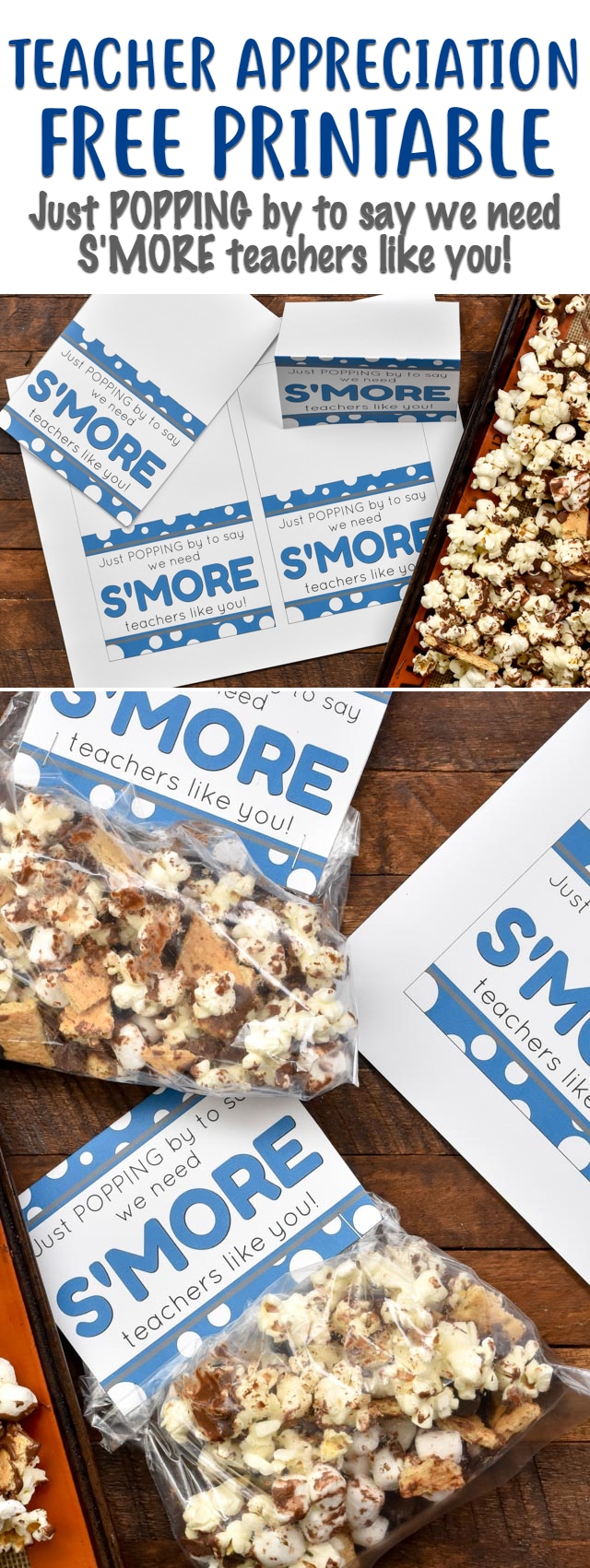 Just popping by to say we need S'MORE teachers like you FREE Teacher Appreciation Printable bag tags. These are the perfect way to say thanks to your favorite teacher.