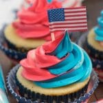 4th of July cupcake with swirl frosting