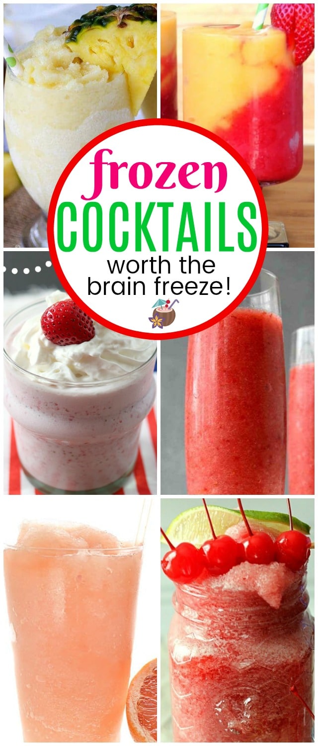 collage of frozen cocktails recipes