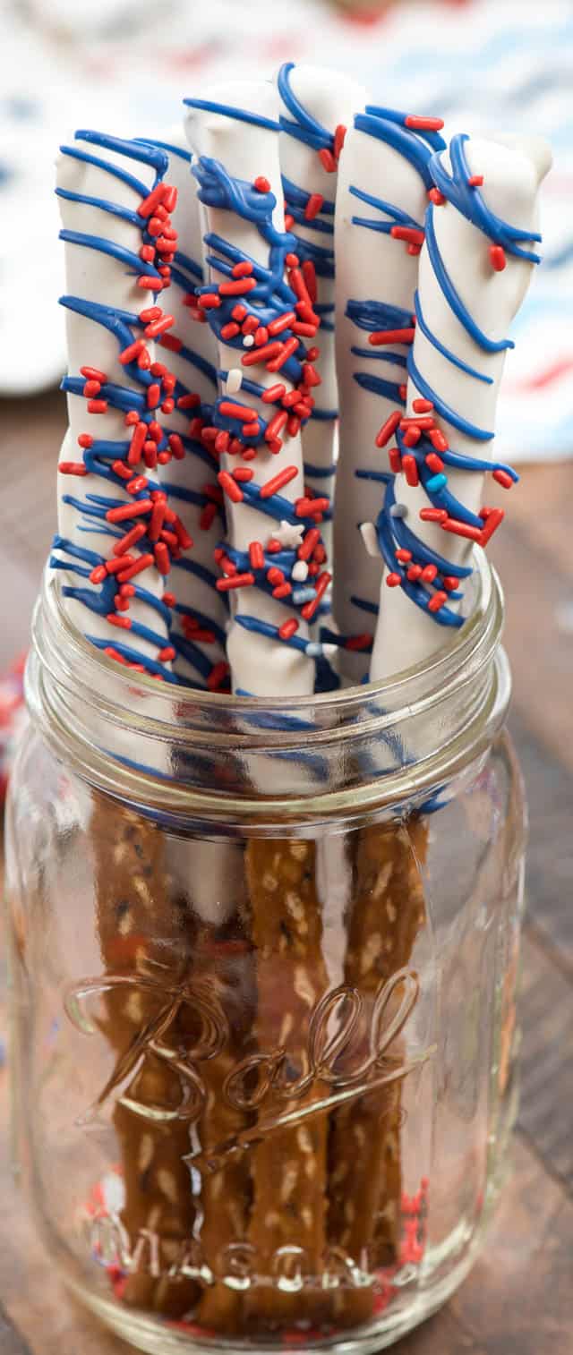 jar full of patriotic pretzels