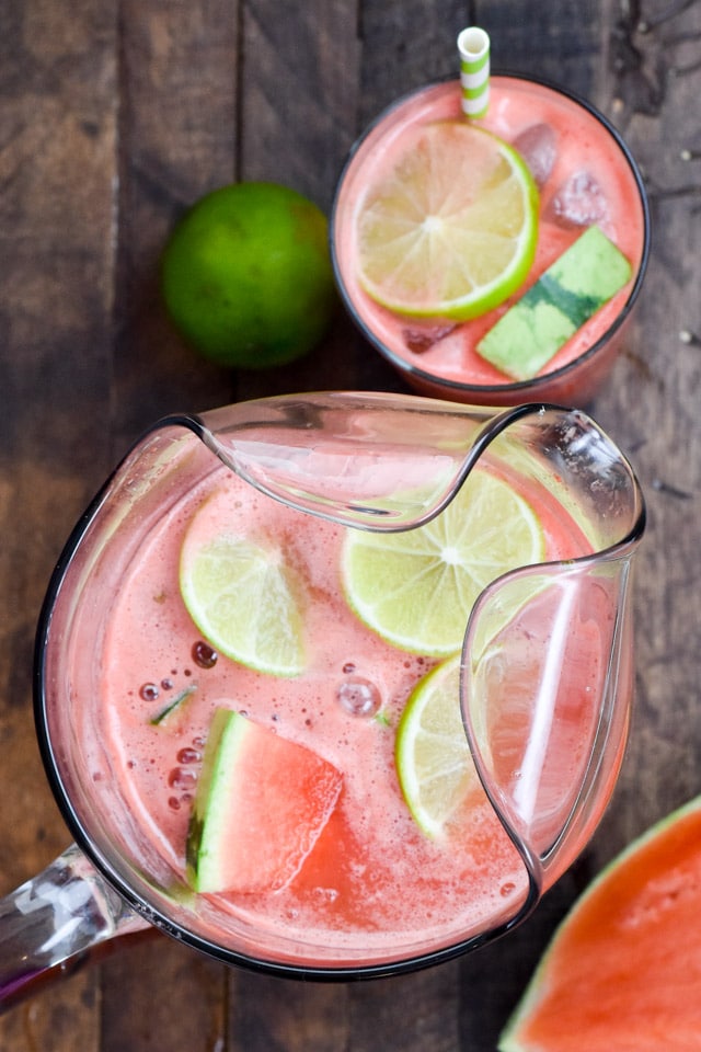 overhead shot of watermelon party punch