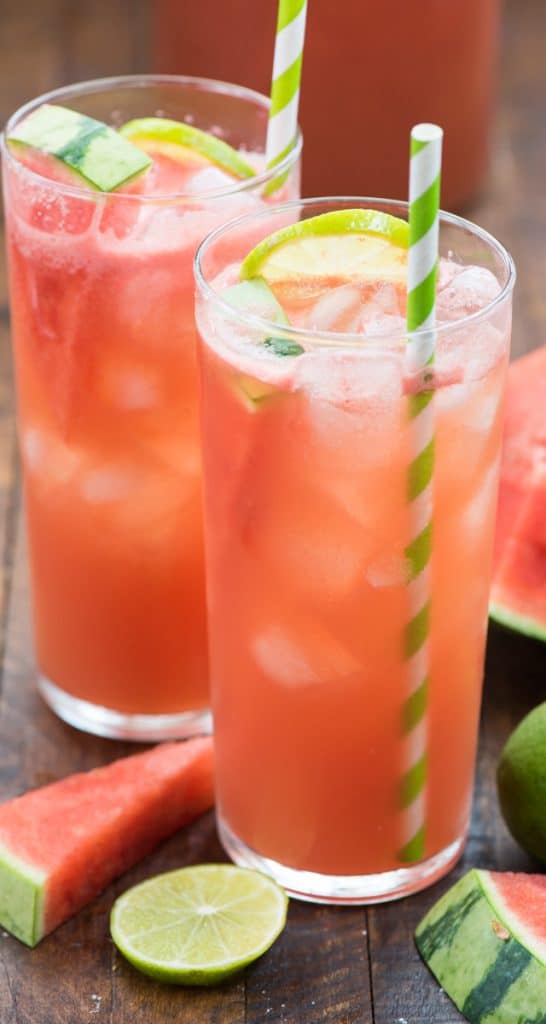 glass of watermelon party punch