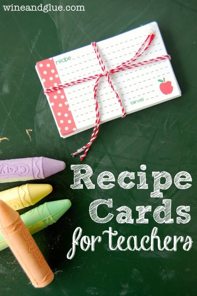 recipe cards tied with a red and white string with writing