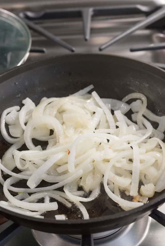onions in pan