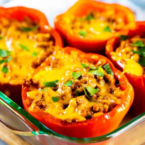 Enchilada Stuffed Peppers Recipe - EASY GOOD IDEAS