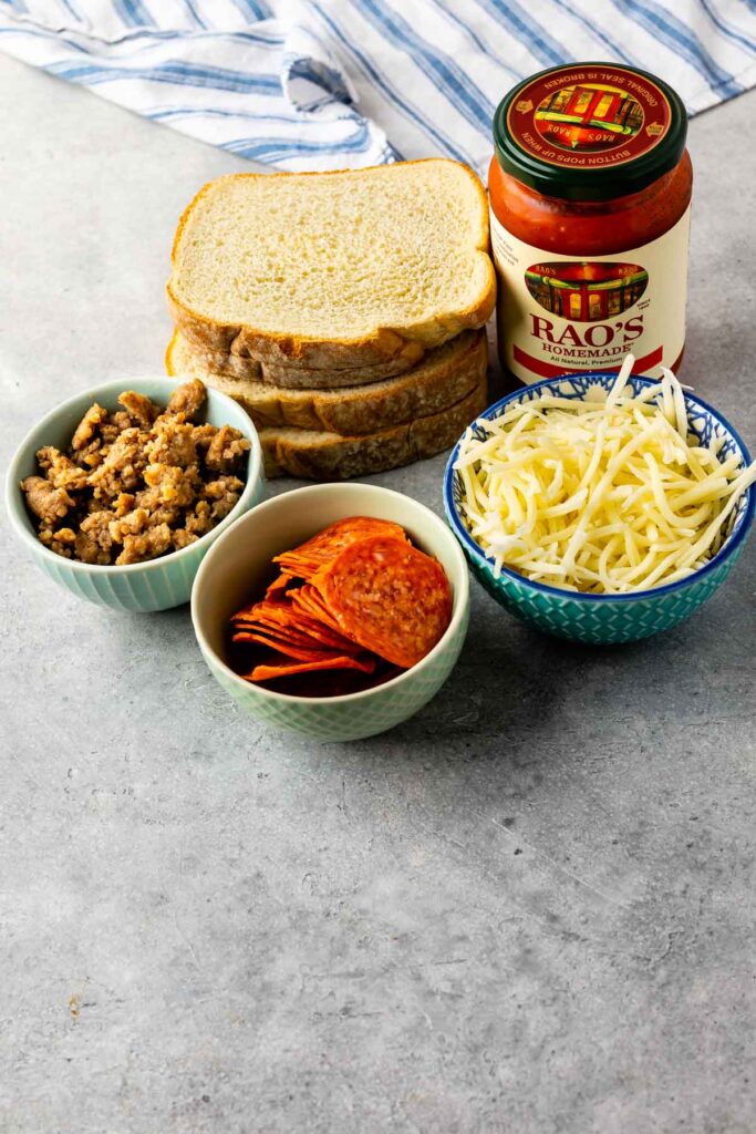 ingredients used to make pizza panini sandwiches
