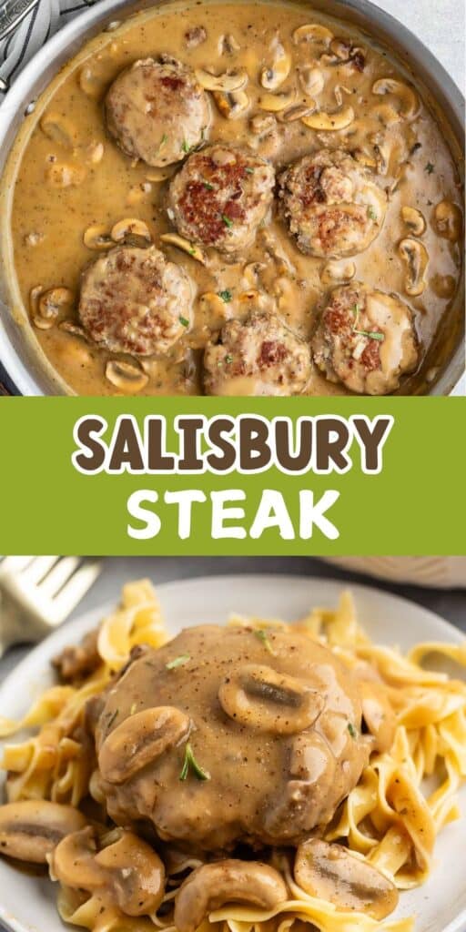 two photos of steak laid out on noodles on a white plate with words on the image.